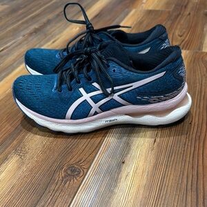 Asics Blue and Pink Athletic Shoes with Mesh Upper